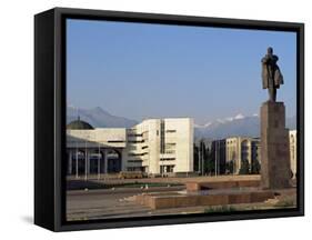 View of Lenin Square Looking Towards the Ala-Too Range of Mountains, Bishkek, Kyrgyzstan-Upperhall-Framed Stretched Canvas