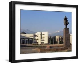 View of Lenin Square Looking Towards the Ala-Too Range of Mountains, Bishkek, Kyrgyzstan-Upperhall-Framed Photographic Print
