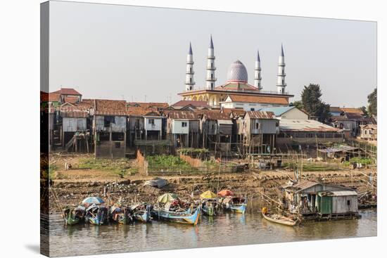 View of Life Along the Tonle Sap River Headed Towards Phnom Penh, Cambodia, Indochina-Michael Nolan-Stretched Canvas