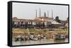 View of Life Along the Tonle Sap River Headed Towards Phnom Penh, Cambodia, Indochina-Michael Nolan-Framed Stretched Canvas
