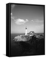 View of Lighthouse, Cape Elizabeth, Portland, Maine, USA-Walter Bibikow-Framed Stretched Canvas