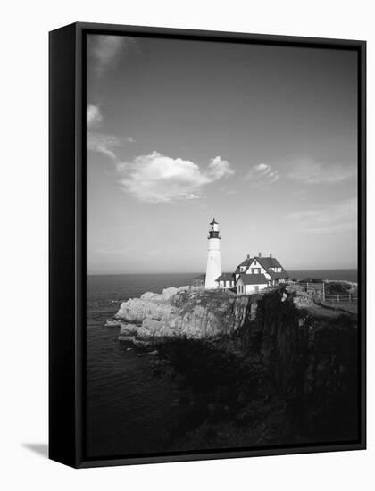 View of Lighthouse, Cape Elizabeth, Portland, Maine, USA-Walter Bibikow-Framed Stretched Canvas