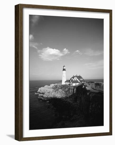 View of Lighthouse, Cape Elizabeth, Portland, Maine, USA-Walter Bibikow-Framed Premium Photographic Print