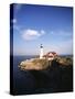 View of Lighthouse, Cape Elizabeth, Portland, Maine, USA-Walter Bibikow-Stretched Canvas