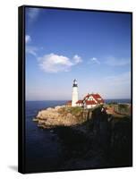 View of Lighthouse, Cape Elizabeth, Portland, Maine, USA-Walter Bibikow-Framed Stretched Canvas