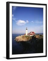 View of Lighthouse, Cape Elizabeth, Portland, Maine, USA-Walter Bibikow-Framed Premium Photographic Print