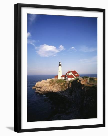 View of Lighthouse, Cape Elizabeth, Portland, Maine, USA-Walter Bibikow-Framed Premium Photographic Print