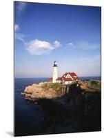 View of Lighthouse, Cape Elizabeth, Portland, Maine, USA-Walter Bibikow-Mounted Premium Photographic Print