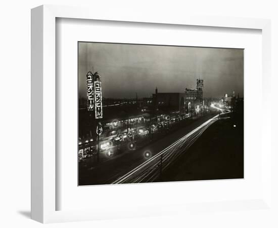 View of Lights Alongside Streets of Japan's Broadway Like Area-null-Framed Photographic Print