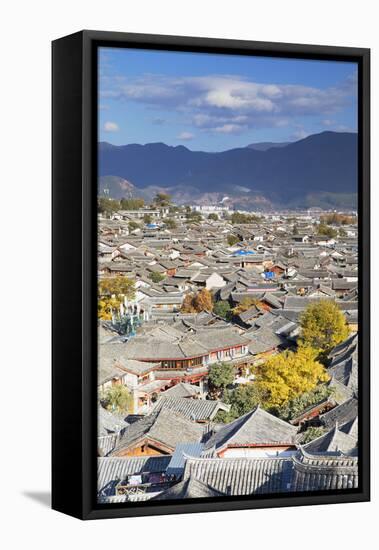 View of Lijiang (UNESCO World Heritage Site), Yunnan, China-Ian Trower-Framed Stretched Canvas