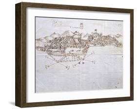 View of Lisbon, 1596, Portugal 16th Century Drawing-null-Framed Giclee Print