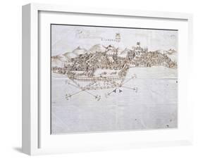 View of Lisbon, 1596, Portugal 16th Century Drawing-null-Framed Giclee Print