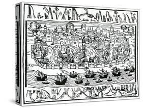 View of Lisbon from 'Libro De Grandezas Y Cosas Memoralder De Espana' by Pedro Medina, 1548-null-Stretched Canvas