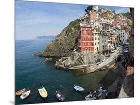 View of little harbor of Riomaggiore, La Spezia, Liguria, Italy-null-Mounted Photographic Print