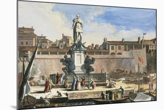 View of Livorno: Quattro Mori Monument-null-Mounted Giclee Print