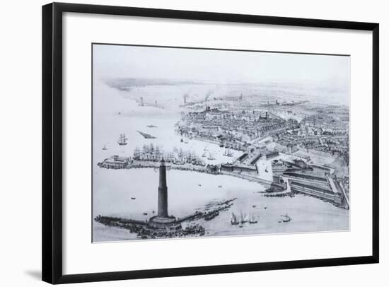 View of Livorno Showing the Lighthouse Beacon and the Port, Italy-null-Framed Giclee Print