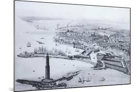 View of Livorno Showing the Lighthouse Beacon and the Port, Italy-null-Mounted Giclee Print