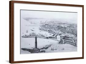 View of Livorno Showing the Lighthouse Beacon and the Port, Italy-null-Framed Giclee Print