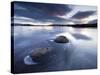 View of Loch Ba' at Dawn, Loch Partly Frozen With Two Large Rocks Protruding From the Ice, Scotland-Lee Frost-Stretched Canvas