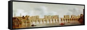 View of London Bridge, C.1632 (Oil on Panel)-Claude de Jongh-Framed Stretched Canvas