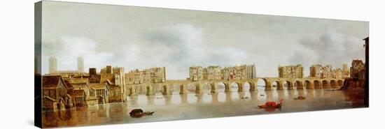 View of London Bridge, C.1632 (Oil on Panel)-Claude de Jongh-Stretched Canvas