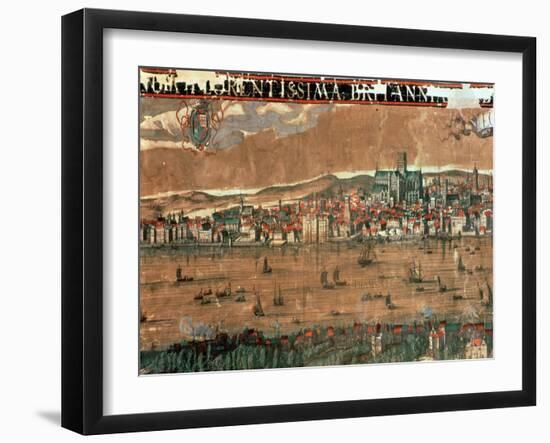 View of London with the Swan, the Rose and the Globe Theatres-Cornelius de Visscher-Framed Giclee Print