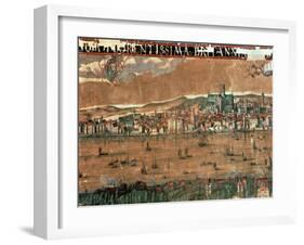 View of London with the Swan, the Rose and the Globe Theatres-Cornelius de Visscher-Framed Giclee Print