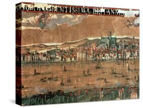 View of London with the Swan, the Rose and the Globe Theatres-Cornelius de Visscher-Stretched Canvas