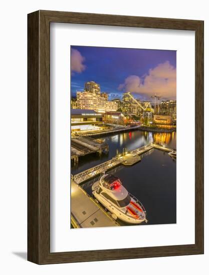 View of Lonsdale Quay in North Vancouver at dusk, Vancouver, British Columbia, Canada, North Americ-Frank Fell-Framed Photographic Print