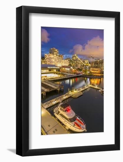 View of Lonsdale Quay in North Vancouver at dusk, Vancouver, British Columbia, Canada, North Americ-Frank Fell-Framed Photographic Print