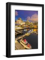 View of Lonsdale Quay in North Vancouver at dusk, Vancouver, British Columbia, Canada, North Americ-Frank Fell-Framed Photographic Print