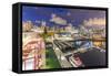 View of Lonsdale Quay in North Vancouver at dusk, Vancouver, British Columbia, Canada, North Americ-Frank Fell-Framed Stretched Canvas