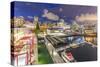 View of Lonsdale Quay in North Vancouver at dusk, Vancouver, British Columbia, Canada, North Americ-Frank Fell-Stretched Canvas