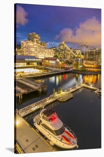 View of Lonsdale Quay in North Vancouver at dusk, Vancouver, British Columbia, Canada, North Americ-Frank Fell-Stretched Canvas