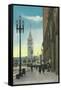 View of Lower Market St showing Ferry Tower - San Francisco, CA-Lantern Press-Framed Stretched Canvas