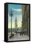 View of Lower Market St showing Ferry Tower - San Francisco, CA-Lantern Press-Framed Stretched Canvas