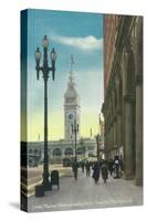 View of Lower Market St showing Ferry Tower - San Francisco, CA-Lantern Press-Stretched Canvas
