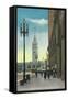 View of Lower Market St showing Ferry Tower - San Francisco, CA-Lantern Press-Framed Stretched Canvas