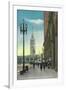 View of Lower Market St showing Ferry Tower - San Francisco, CA-Lantern Press-Framed Art Print