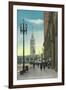 View of Lower Market St showing Ferry Tower - San Francisco, CA-Lantern Press-Framed Art Print