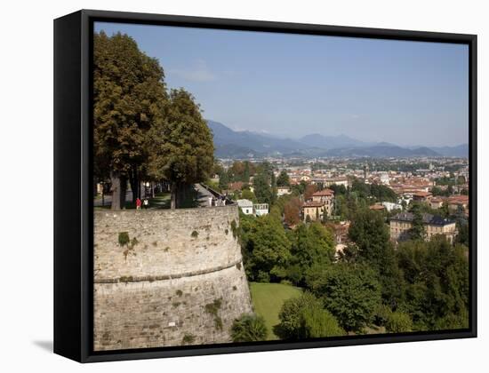 View of Lower Town from Upper Town Wall, Bergamo, Lombardy, Italy, Europe-Frank Fell-Framed Stretched Canvas