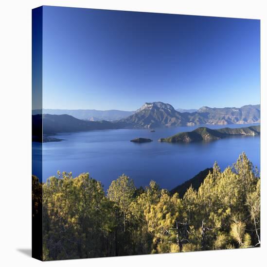 View of Lugu Lake, Yunnan, China-Ian Trower-Stretched Canvas