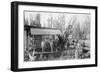 View of Lumberjacks at a Mill - McCloud, CA-Lantern Press-Framed Art Print