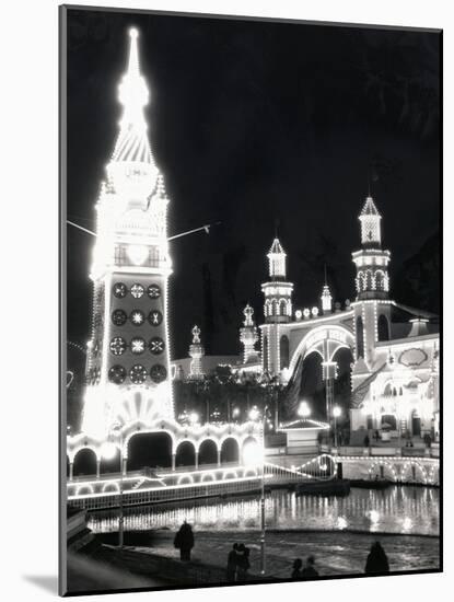 View of Luna Park at Night-null-Mounted Photographic Print