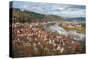 View of Main River and Wertheim, Germany in Winter-Lisa S. Engelbrecht-Stretched Canvas