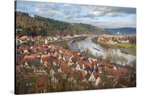 View of Main River and Wertheim, Germany in Winter-Lisa S. Engelbrecht-Stretched Canvas