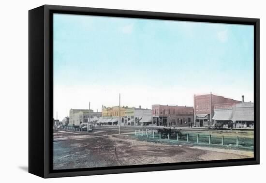 View of Main Street - Blackfoot, ID-Lantern Press-Framed Stretched Canvas