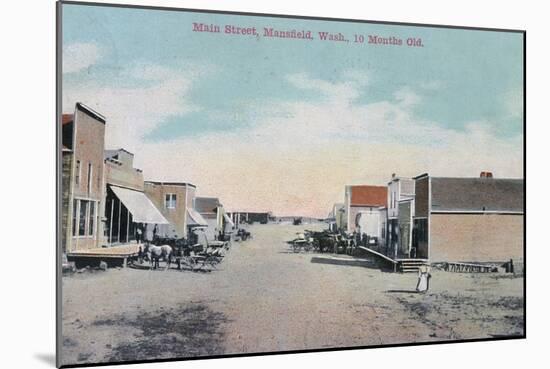 View of Main Street - Mansfield, WA-Lantern Press-Mounted Art Print