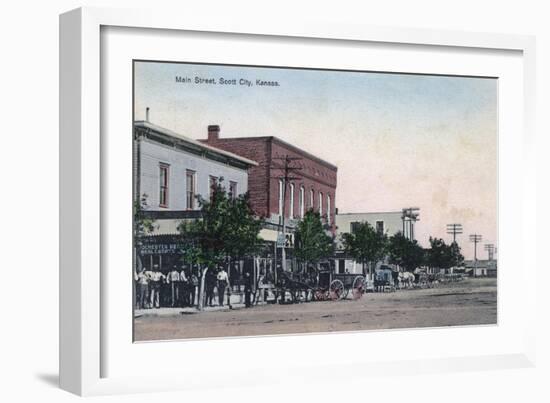 View of Main Street - Scott City, KS-Lantern Press-Framed Art Print