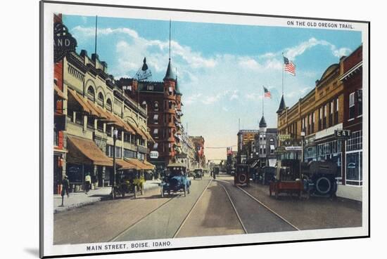 View of Main Street with Model-T Ford Cars - Boise, ID-Lantern Press-Mounted Art Print